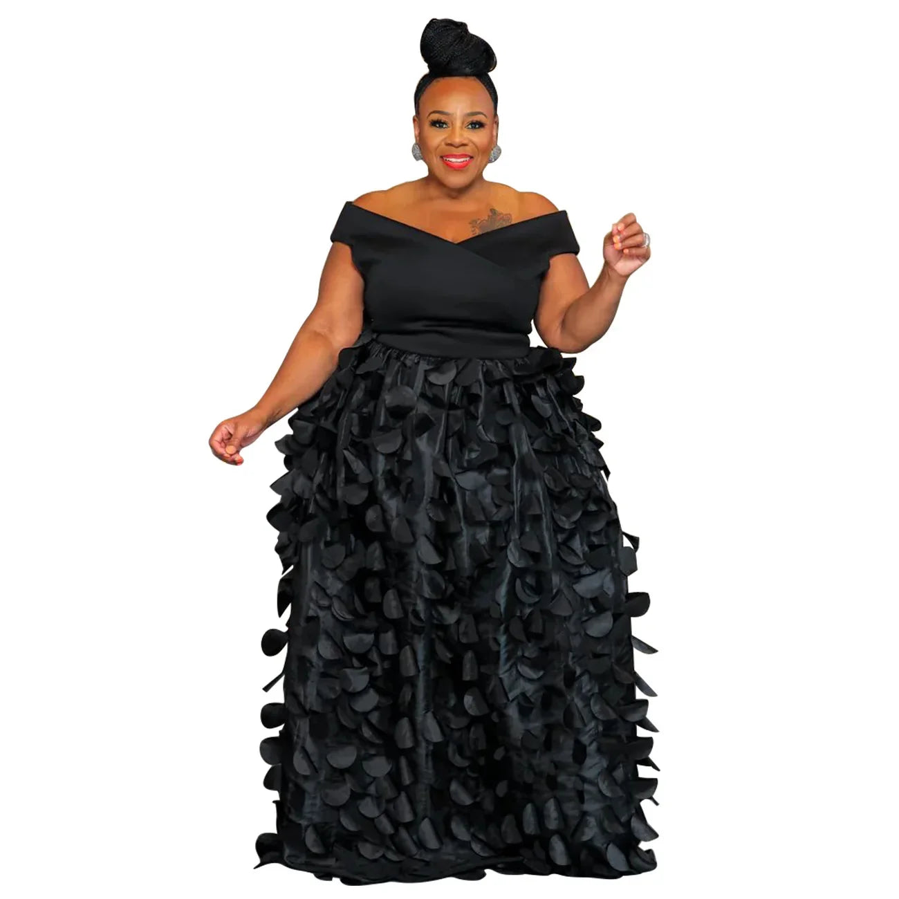 CM.YAYA Plus Size Women Short Sleeve Slash Neck Big Swing Loose Smock Maxi Dress 2024 Fall Party Evening Long Dresses