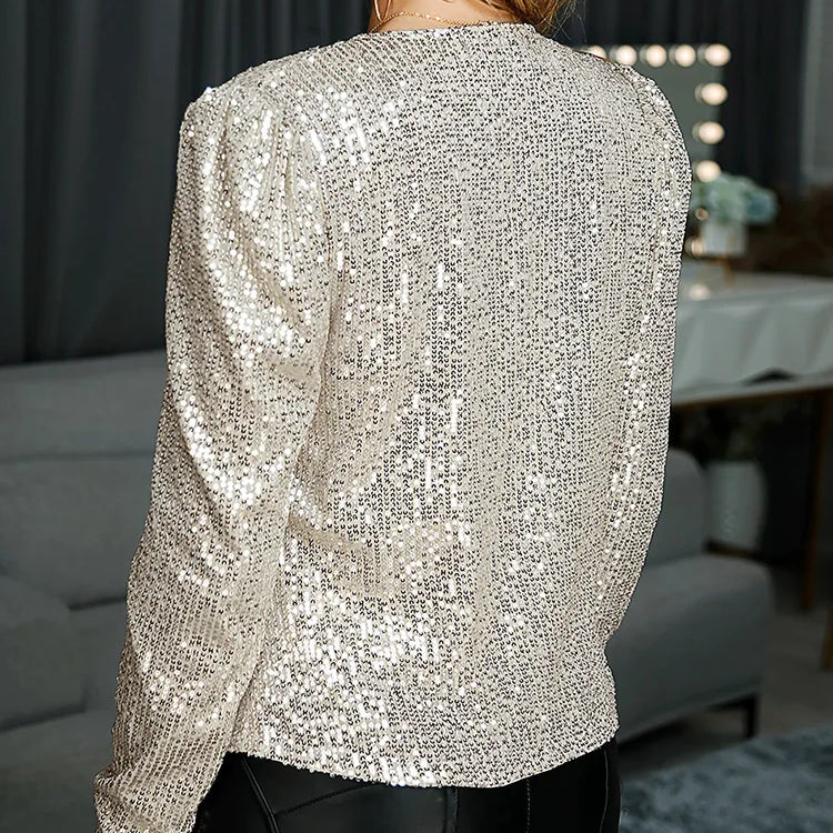 Women's Top Unique Party Jacket Long Sleeved Solid Color Brazilian Style Daily Glitter Jacket