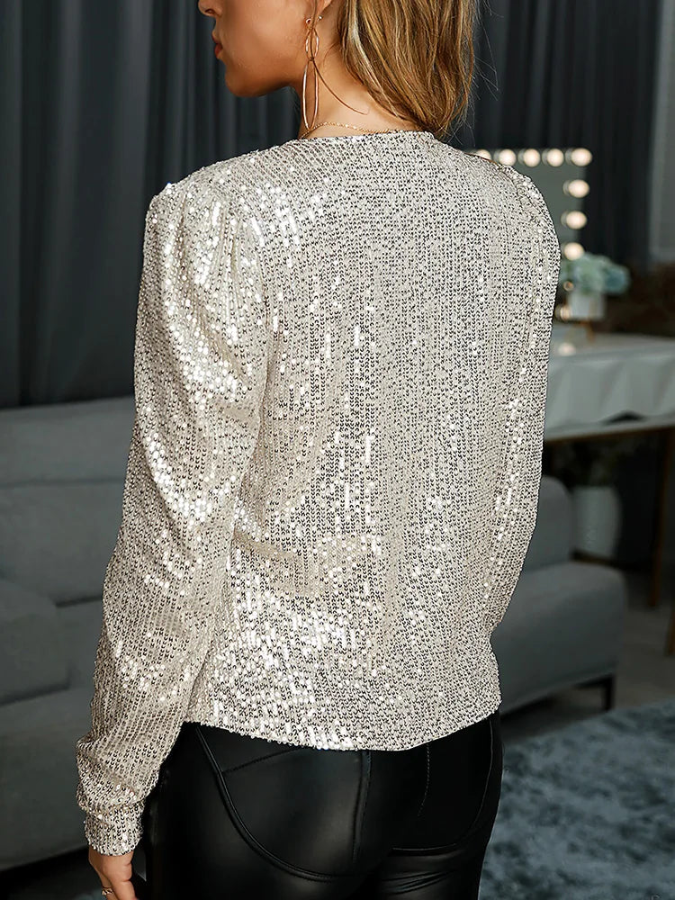 Women's Top Unique Party Jacket Long Sleeved Solid Color Brazilian Style Daily Glitter Jacket
