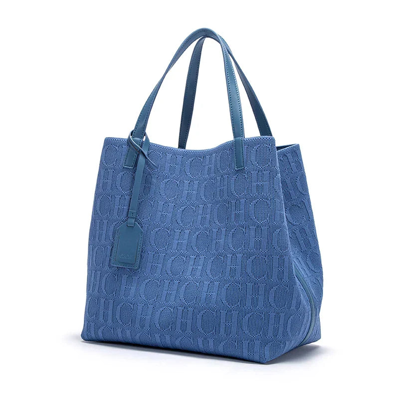 CH Luxury Brand Fashion Classic Retro Women Handbag Large Capacity Shopping Travel Multi functional Large Capacity Shoulder Bag Blue (30cm<Max Length<50cm)