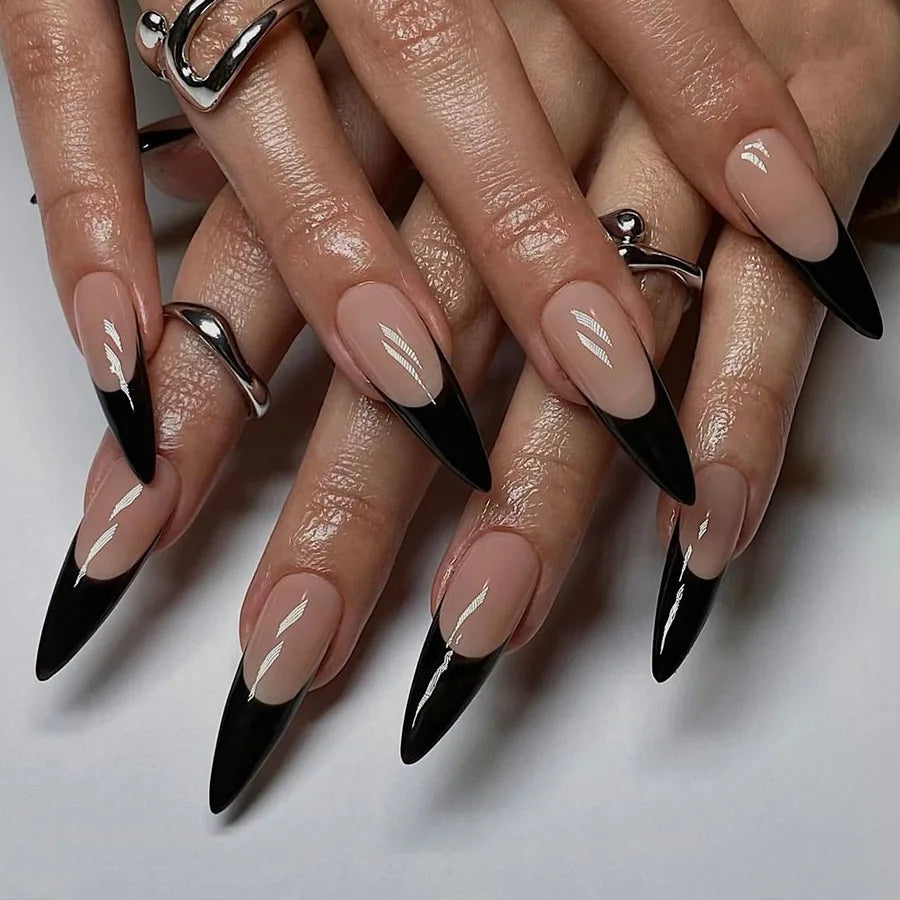 24pcs Leopard Print Almond Fake Press on Nails with Mini Flower Acrylic Fake Nails Retro Sweet Cool Design Press Ons French Nail