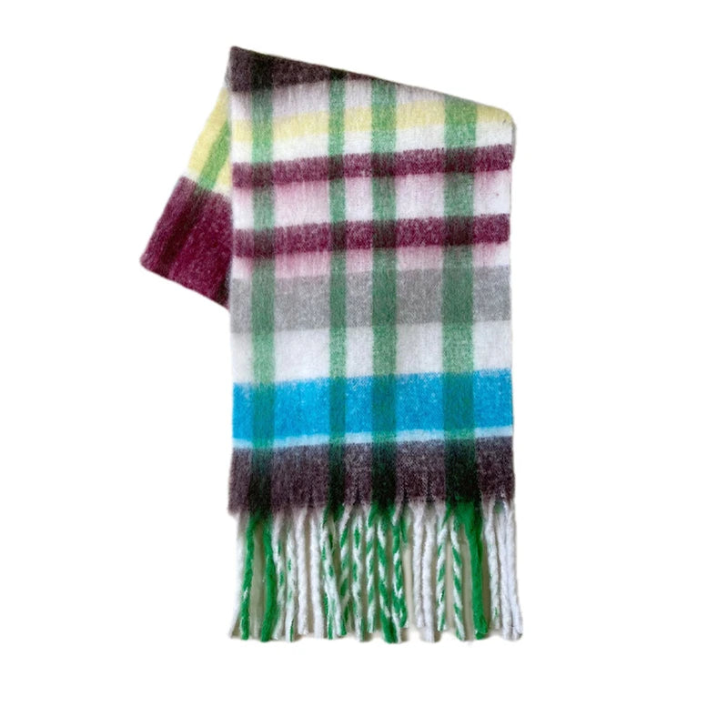 Classic Plaid Scarf Women Autumn Winter Soft Warm Scarf Luxury Long Simple Scarf Thickened Soft Shawl Fashion Accessories EC no tag