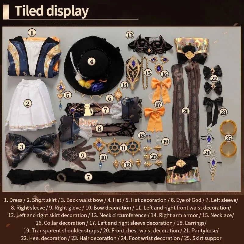 Navia Genshin Impact Cosplay Costume Wig Dress Uniform Fontaine Spina Di Rosula Hat Clorinde Halloween Costumes for Women