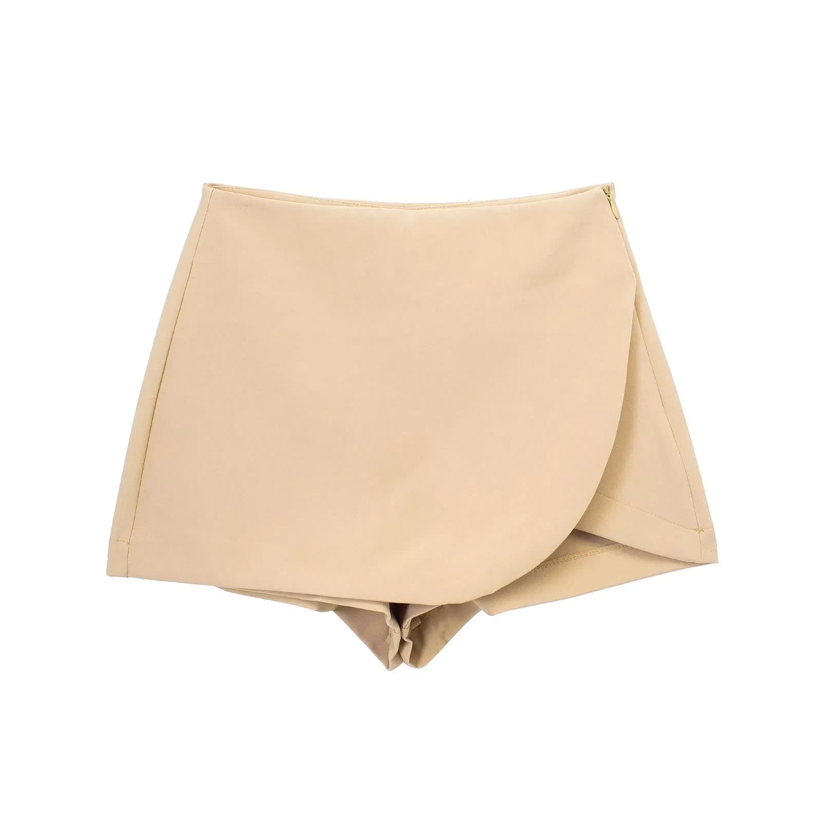 Khaki Asymmetric Culottes Mini Shorts Skirts Split Street Look Pink Black Bottom Woman Khaki