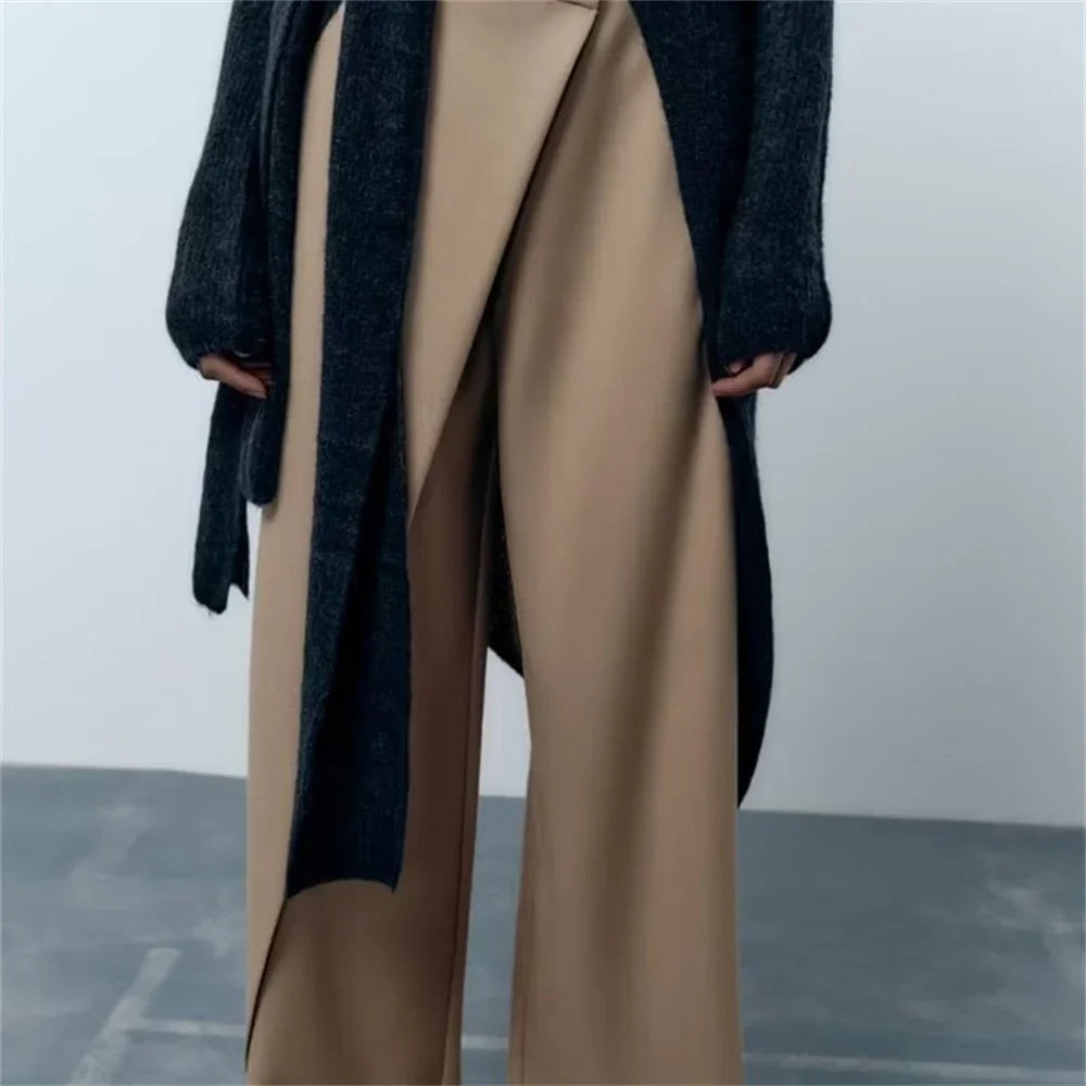 2023 Women's Fashion New Pants Zipper Pocket Decoration High end Casual Wrap Loose Pants