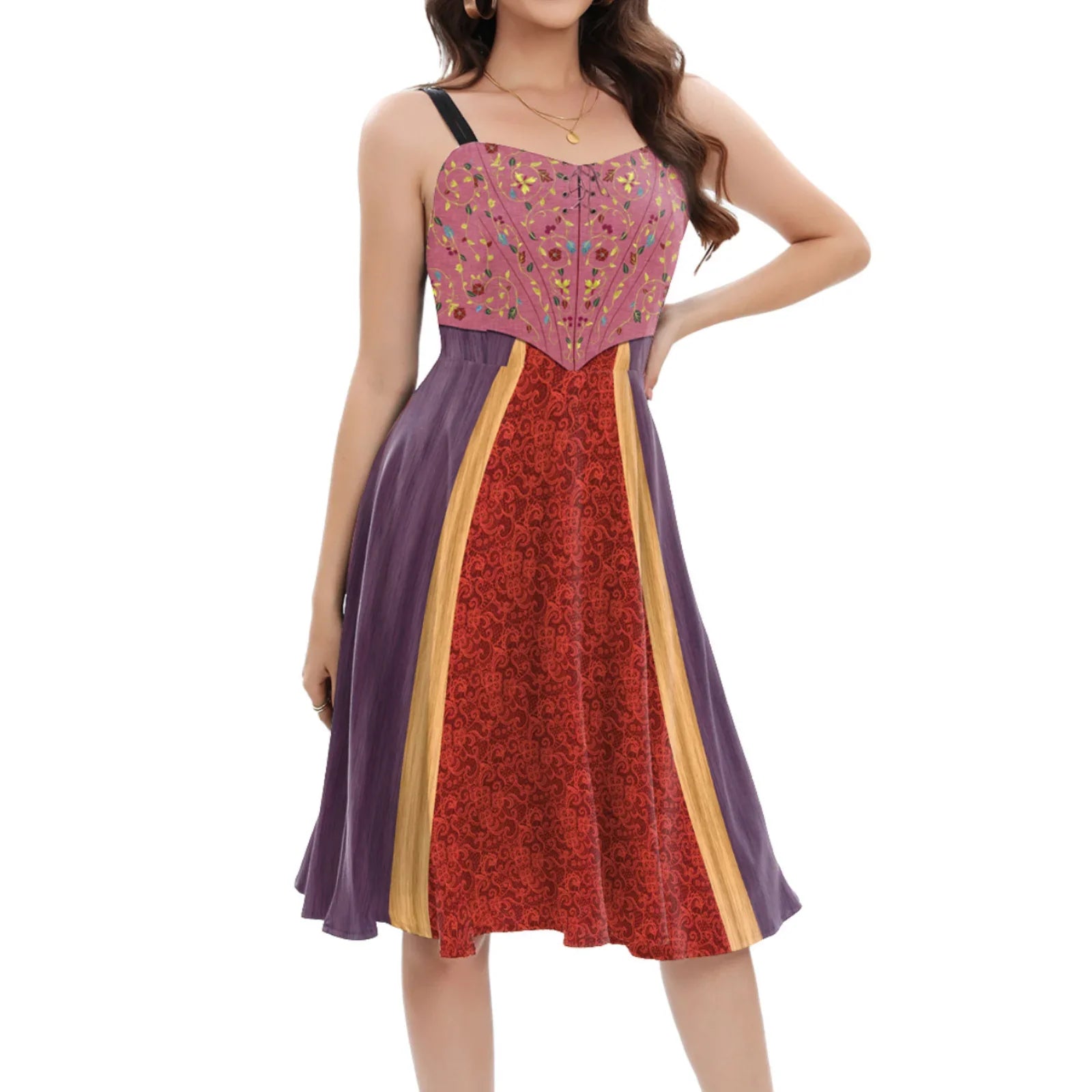 VIP FASHION Hocus Pocus Witch Dress for Women Winifred Sanderson Mary Sarah Sister Cosplay Costume Adult Halloween Classic Dress B361-1038