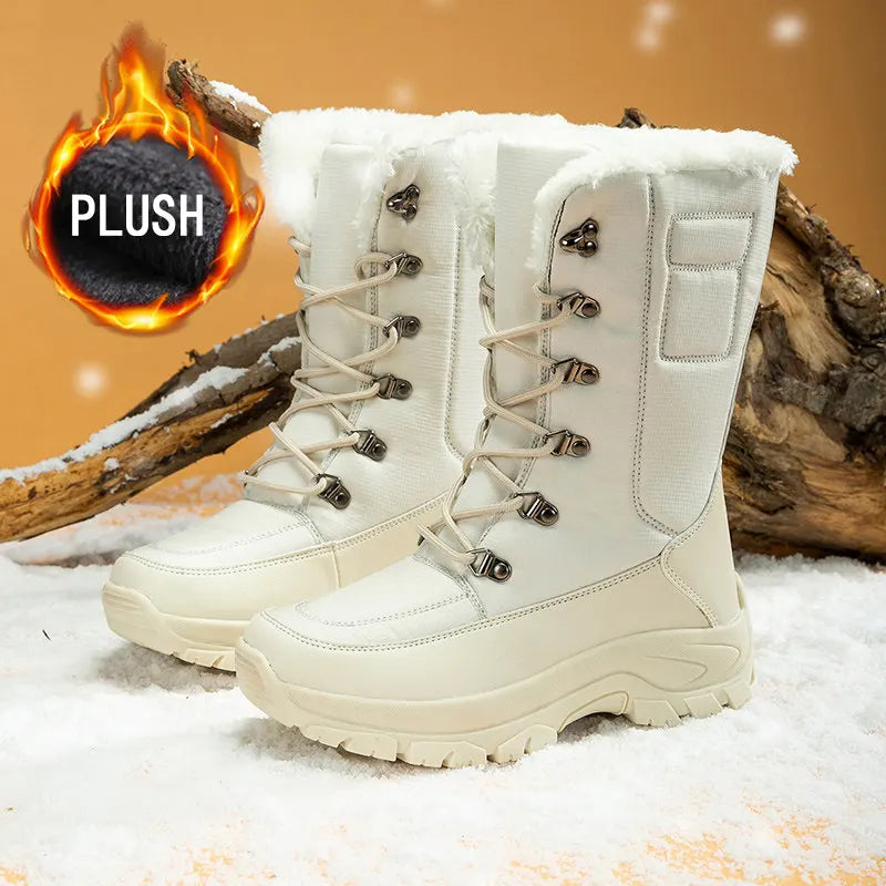 Women Shoes Winter Boots Waterproof Snow Boots Mid-Calf Plush Warm Boots Female Platform Outdoor Comfortable Booties for Women