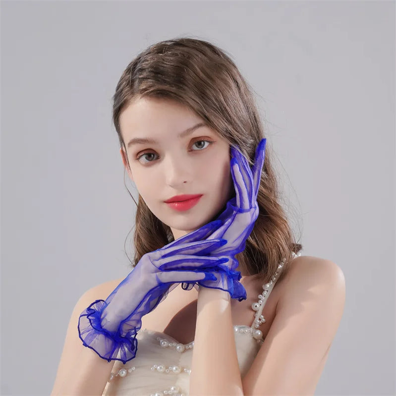 New Original Vintage Gloves Hepburn Black Satin Thin Bowknot Stage Banquet Bride Accessories ST-0082-B