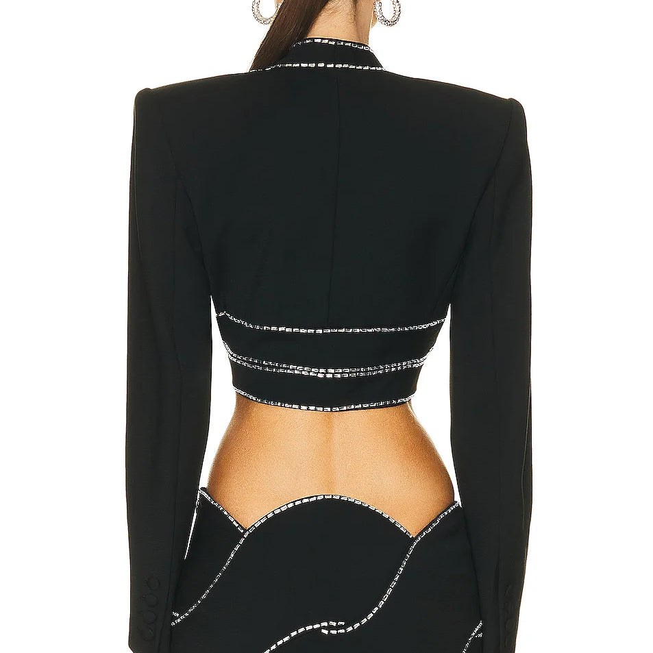 Women Long Sleeve Sexy Tops Bodycon Skirt Mini Set Rayon Bandage Fashion High Street Women's Set