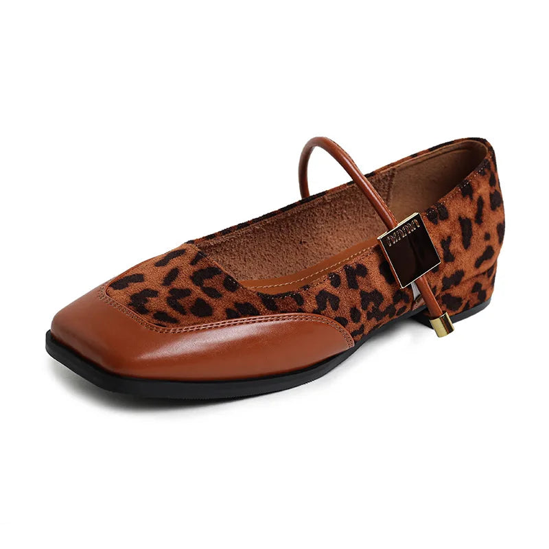 Sapatos femininos de salto baixo e bico quadrado 2024 - Sapatos de trabalho de escritório da moda, primavera/outono, confortáveis, sem cadarço