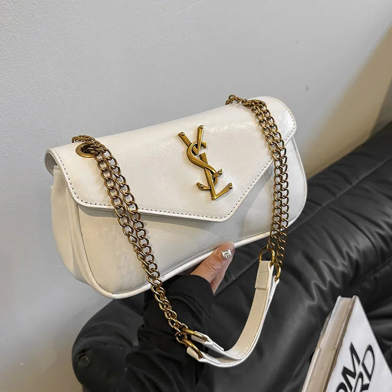 2025New Arrival Mini Envelope Bag Women's Vintage Chain Underarm Bag Stylish Texture Convertible Shoulder/Crossbody,Light Luxury