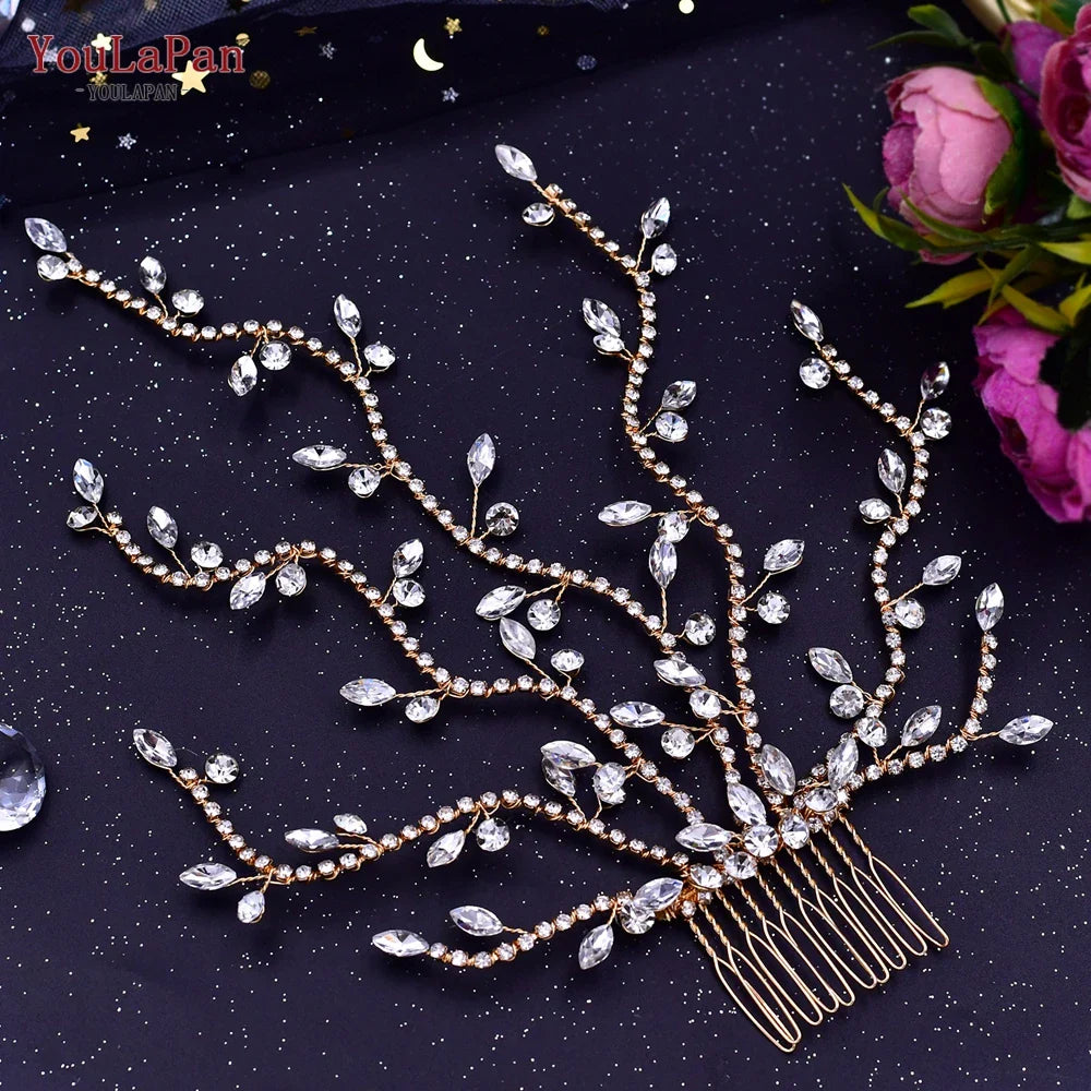 YouLaPan Pearl Hair Comb for Bride Wedding Headwear Hair Ornaments Accessories Woman Hair Clip Bride Tiara Headdresses HP42 HP481-G