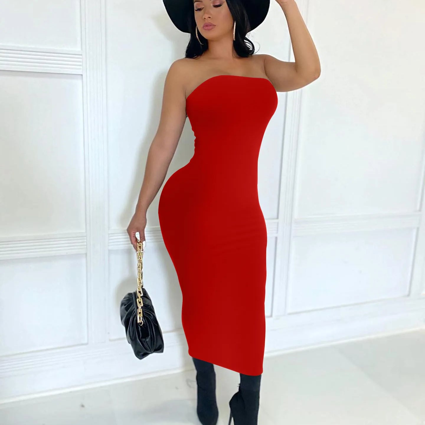 summer women's sexy sleeveless chest wrapped Long Beach Dress