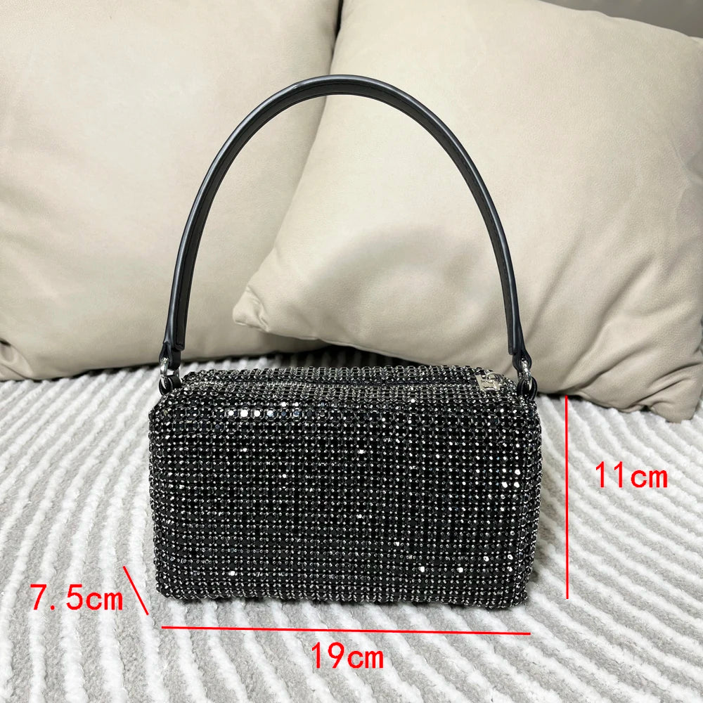 Handle Rhinestones Evening bag silver Crystal Bling Top Handle Bags for Women Purses and Handbags Luxury Designer Women's bag