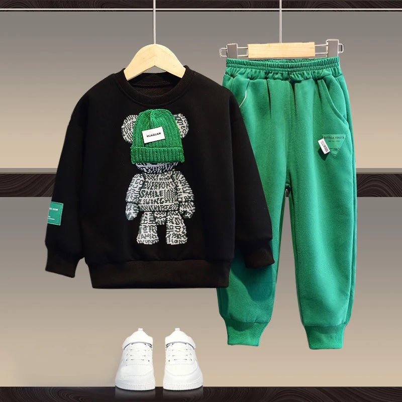 Boys And Girls Clothing Set Children Hooded Outerwear Tops Pants 2Pcs Outfits Kids Teenage Costume Suit Spring Autumn Trend