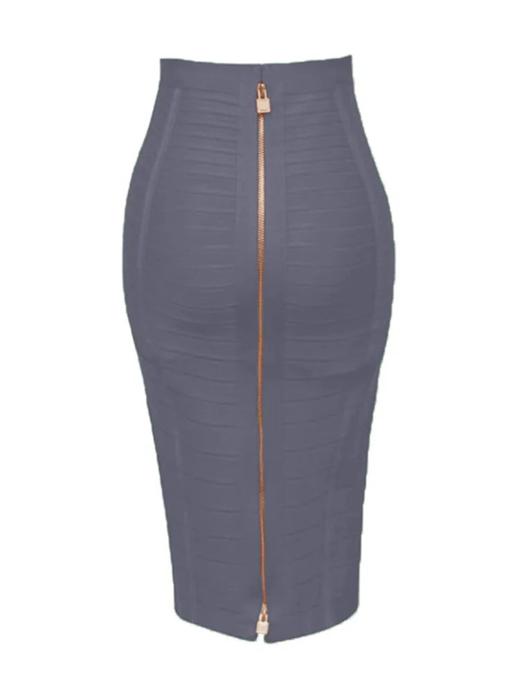 Saia bandagem sexy com zíper, tamanho grande GG XXL, moda verão 2022, designer, saia lápis justa, 58 cm