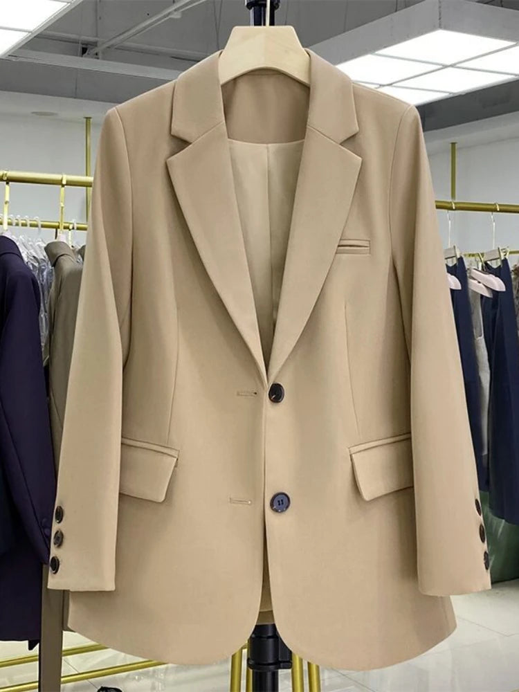 Women Jackets Pink Small Suit Women's Coat Casual Small Loose Korean Version Small Suit Women's Design Sense Blazer Women Turmeric