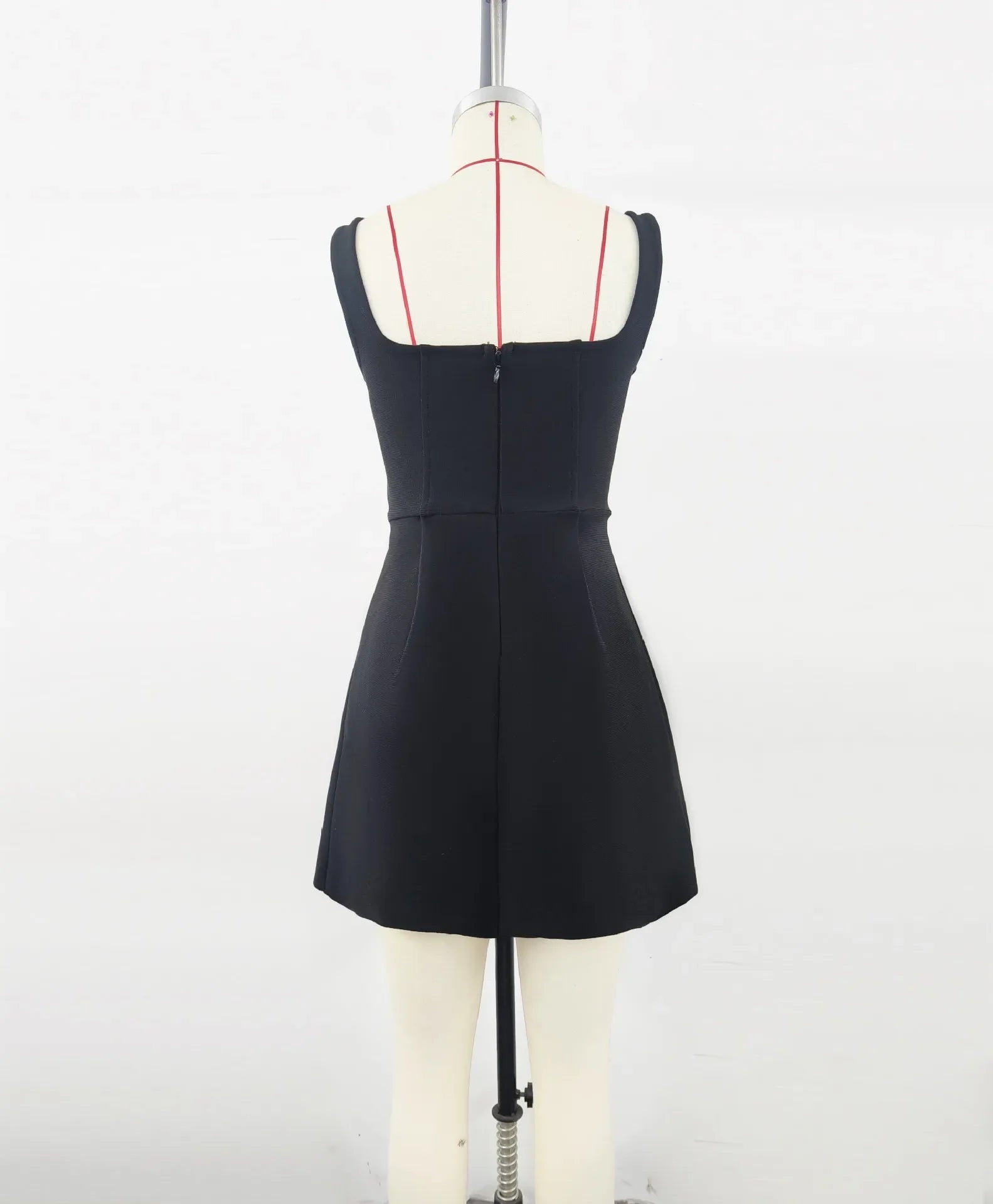 Women Sleeveless Sexy Square Collar A-Line Bodycon Mini Dress Fashion Celebrate Birthday Party Evening Dress