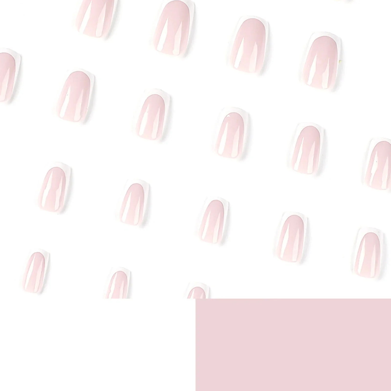 Minimalist White French Fake Nails Nude Color Full Cover Acrylic Press On Nails Detachable Stick-on False Nails Patches 24Pcs