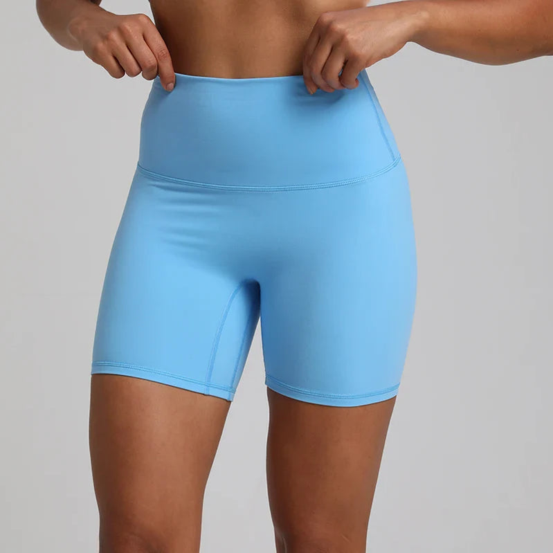 No Front Seam High Waisted Biker Shorts Sport Women Fitness Spandex Leggings Booty Buttery Soft Gym Workout Yoga Shorts 5 Inches Ning Blue