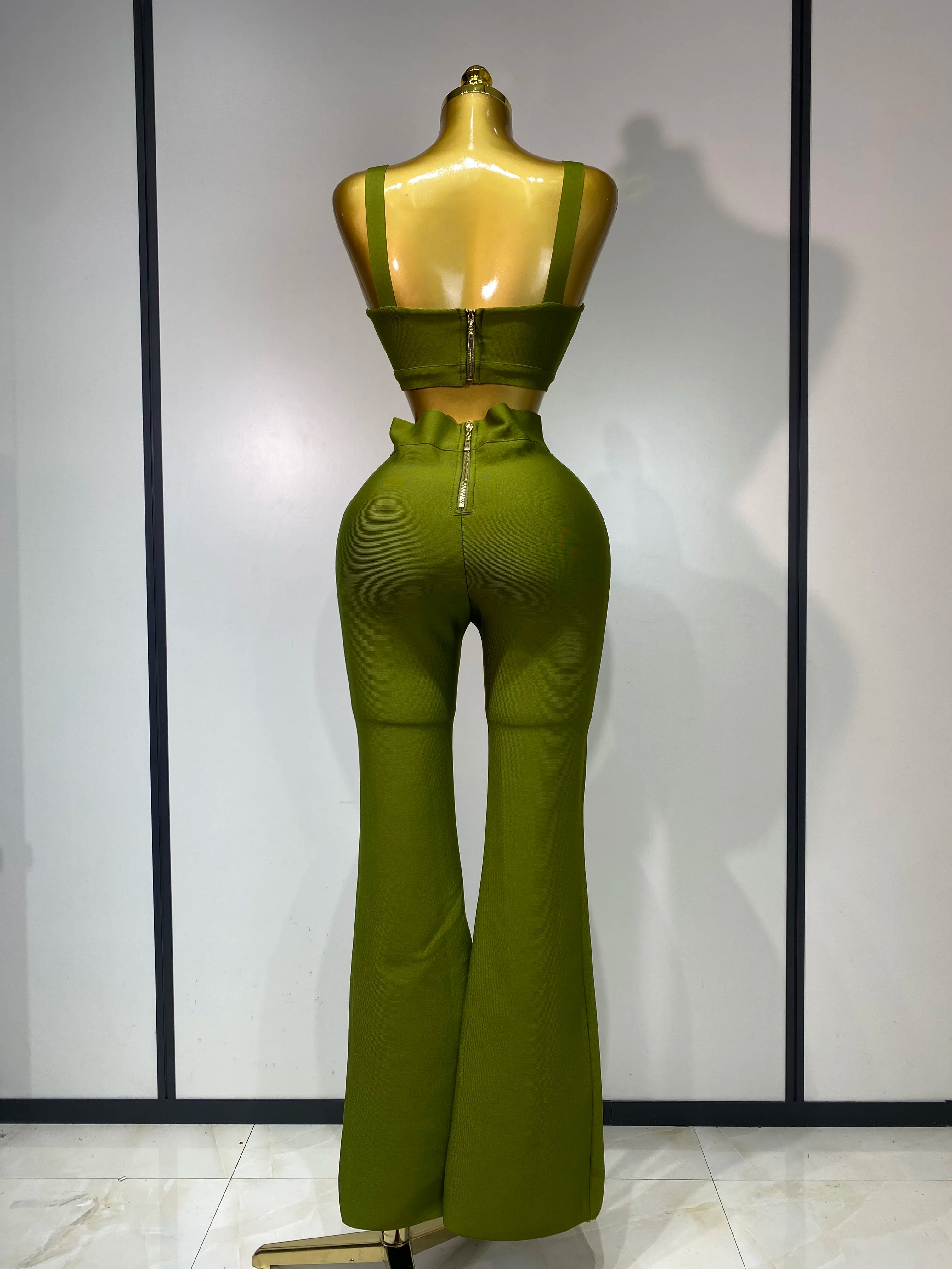 Women Sexy Bandage Crop Top Pant Set Evening Party Club Luxury Birthday High Street Fashion Elegant Luxury Birthday Outfit 