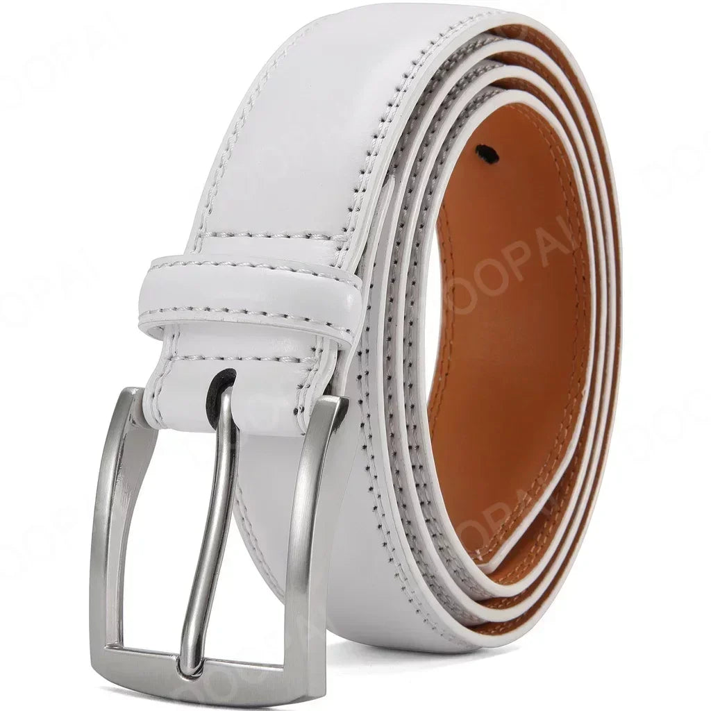 Men Belts High Quality Genuine Leather LONG Large Pin Buckle Metal Automatic Buckle Male Belts Strap Male 35ZK149-WE