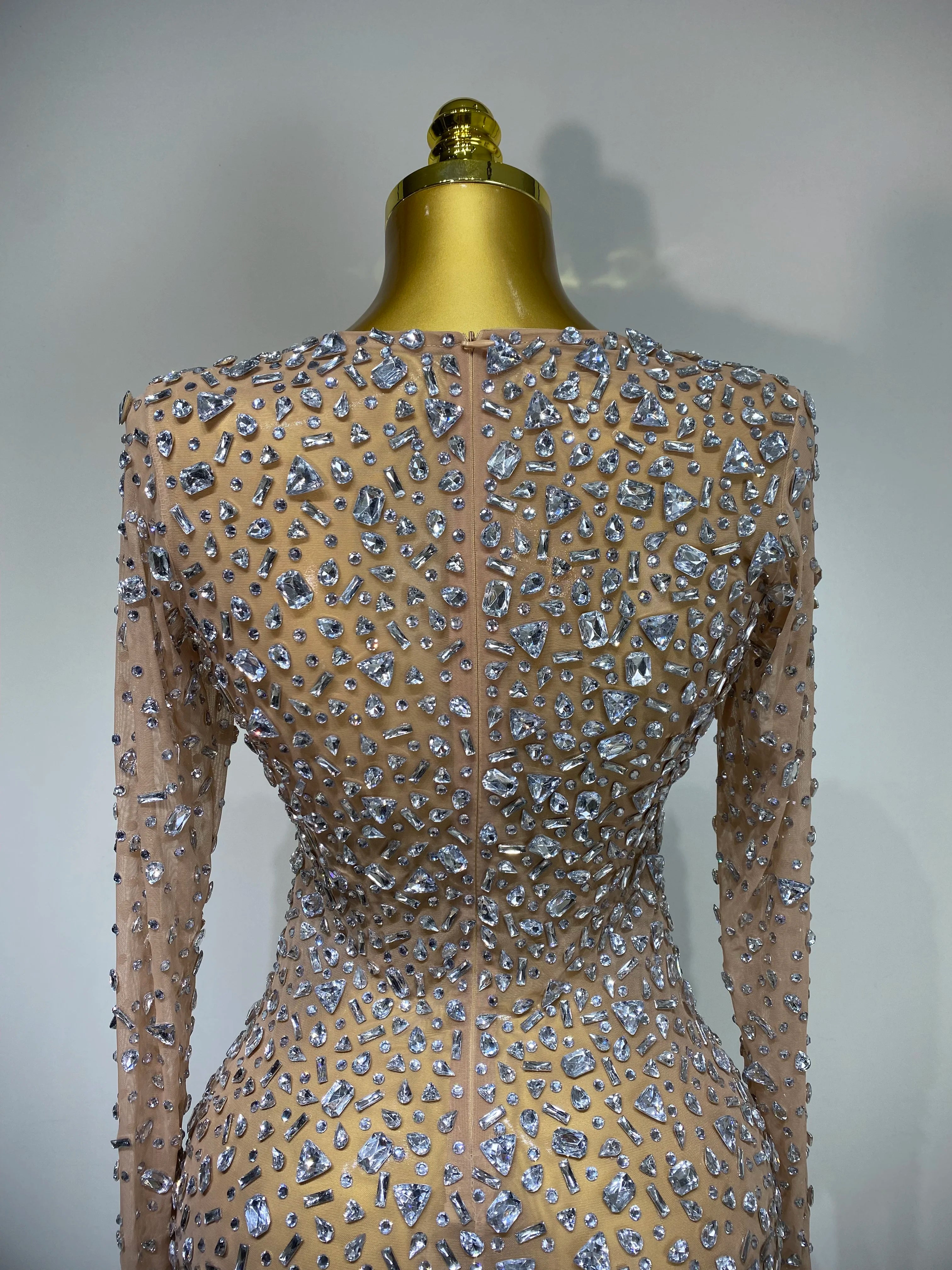 Sparkling Diamond Elegant Party Short Dress Celebrity Evening Party Prom Dress Nightclub Stage Outfit Luxury Birthday Dress