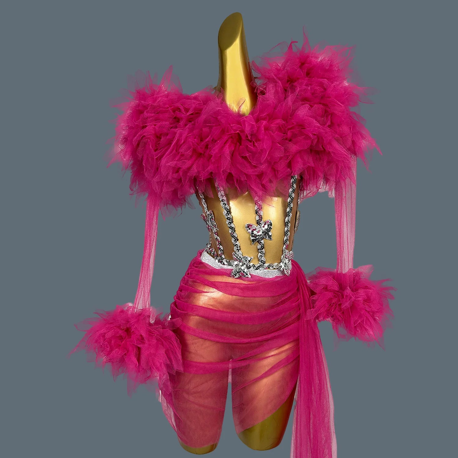 Women's Tulle Asymmetrical Dress Prom Sheer Mesh Mini Dress Bodycon Club Stage Performance Wear Birthday Prom Hot Design Xinshen