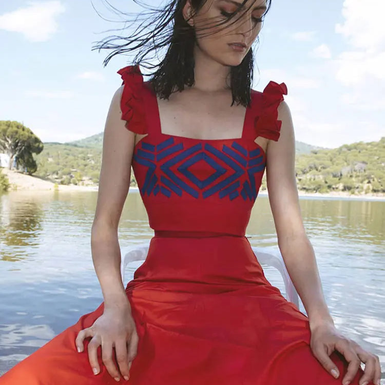 Fashion Sleeveless Short Top Skirt Set For Women Slim High Waisted Pattern Female Skirts Suit Casual Beach Holidays Prom Gowns