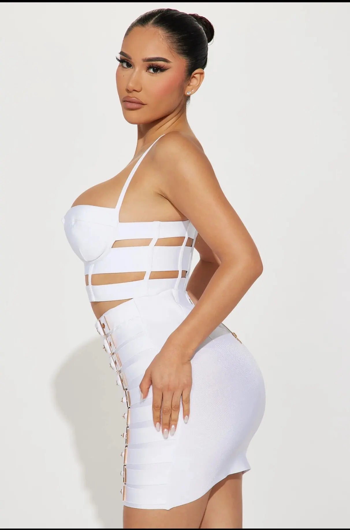 2023 New Summer Black White Women Sexy Bandage Tops Belt Pencil Skirts Set Nightclub Party Celebrate Women's Set Wholesale