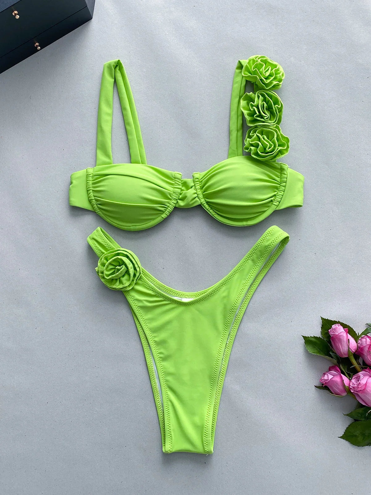Push Up Bikini Sexy Women Swimsuit Female Swimwear Sexy Bikini Set Brazilian Biquini Floral Swimming Suit Bandage Beachwear JC329204