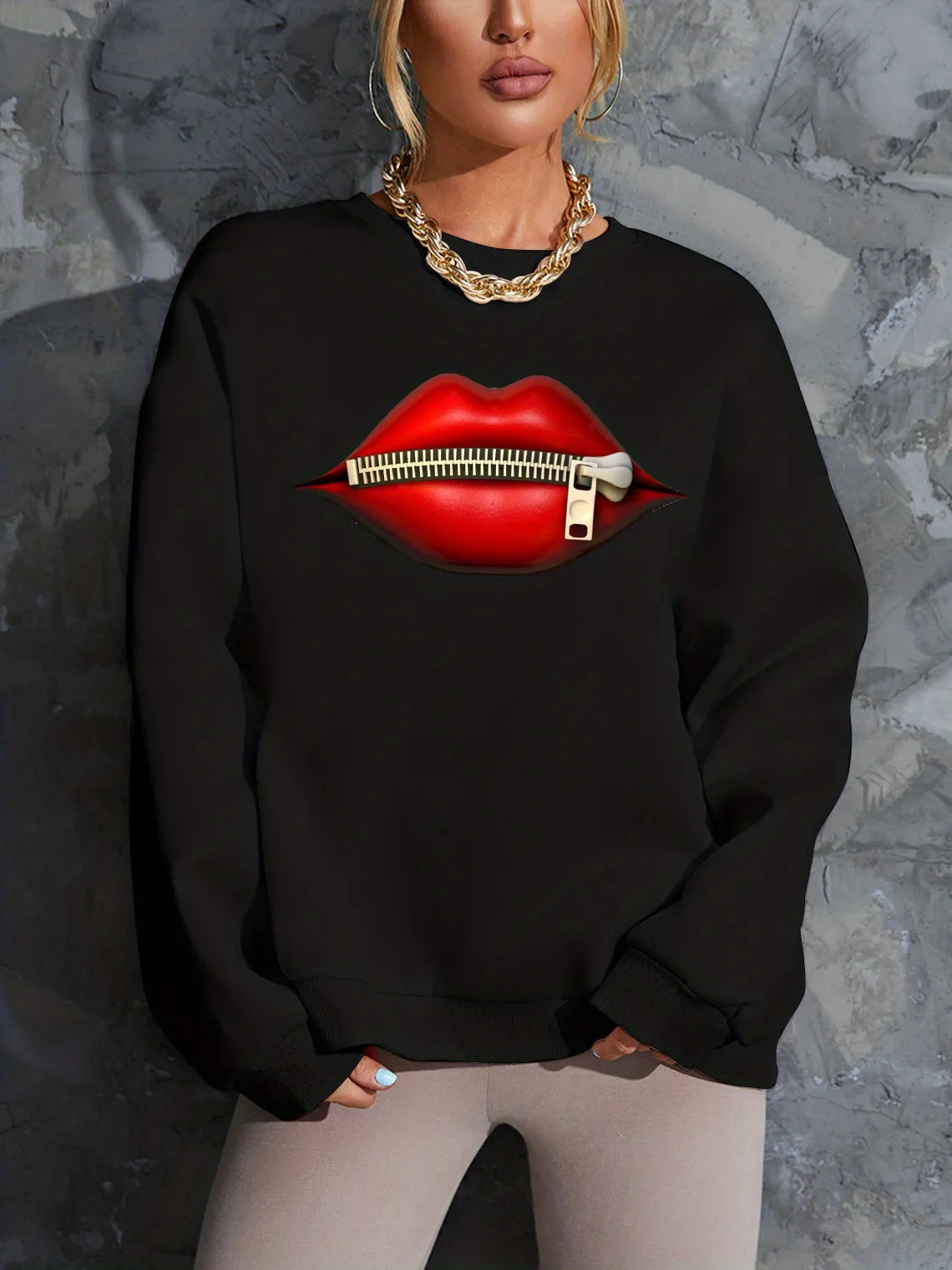 Women's Autumn Winter Sweaters Black Loose Plus Size black