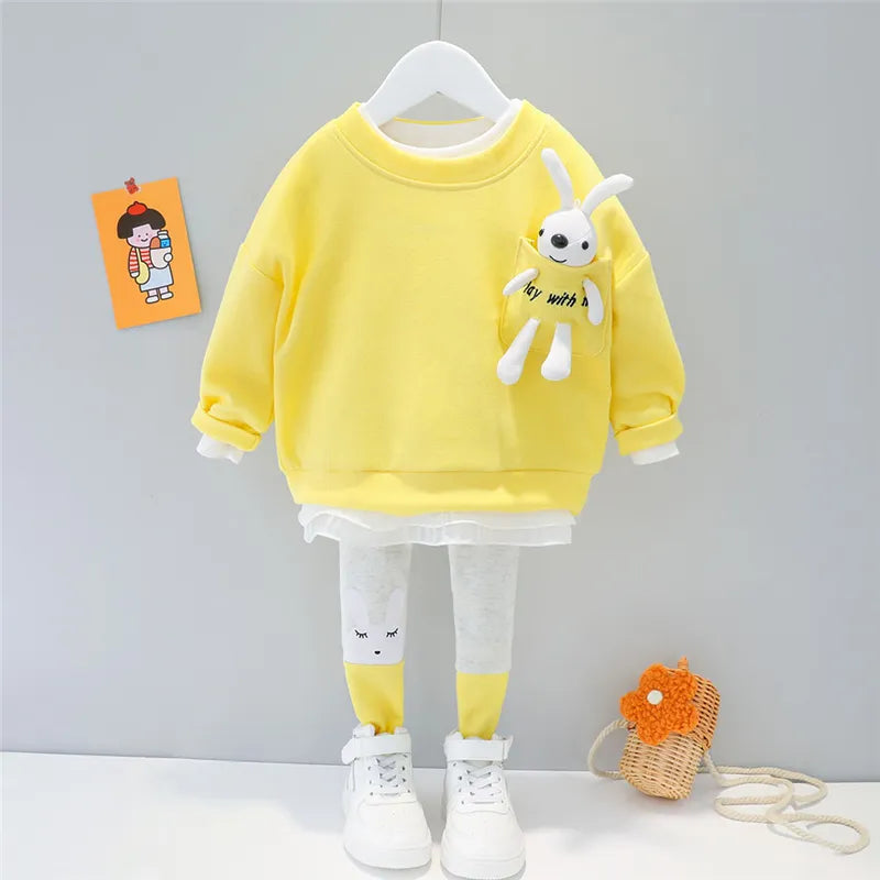 Girls Clothes Spring Autumn Baby Kids Clothing Sets Hooded Casual T Shirt Pants Toddler Infant Tracksuit Children Outfits