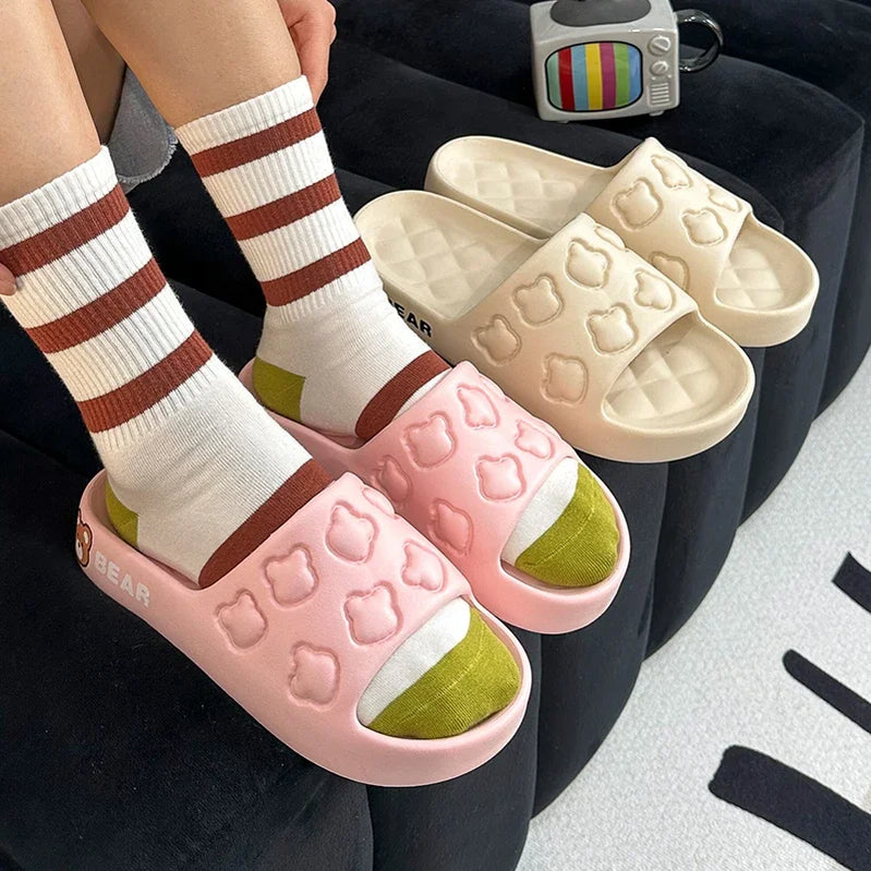 Fashion Cartoon Summer Couple Non-slip Soft Slides Lithe Comfort Sandals Men Women Casual Slippers Ladies' Home Flip Flops