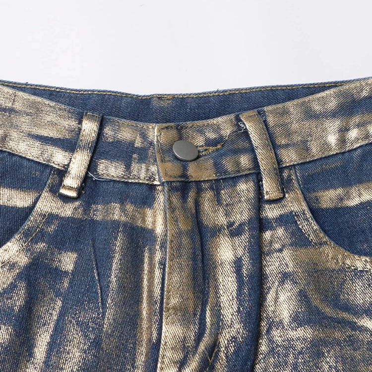 Colorblock Casual Loose Pants For Women High Waist Spliced Button Streetwear Straight Leg Pant Female Fashion