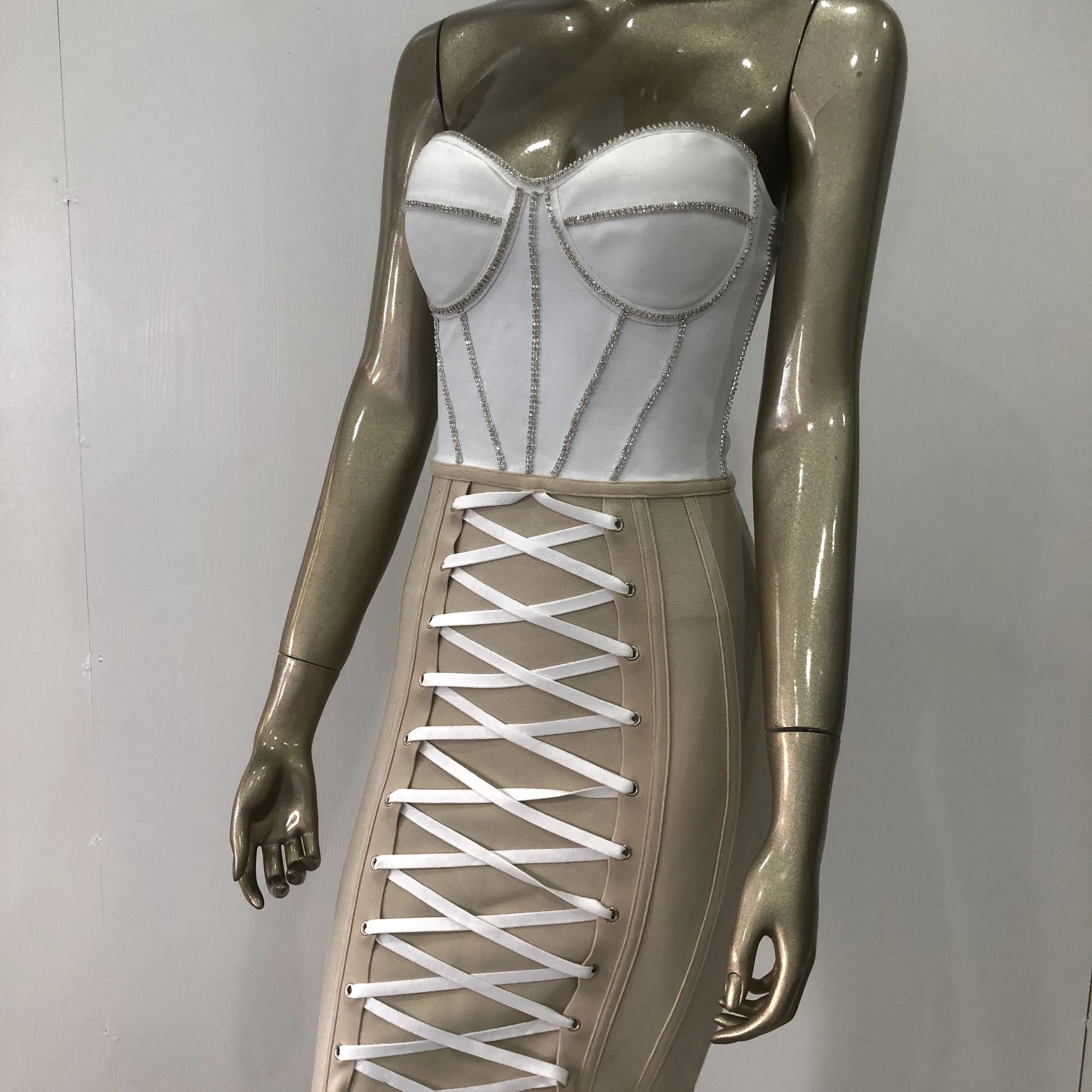 2022 Women Celebrity Pink Khkai Strapless Rayon Bandage Dress Elegant Evening Party Dress Vestidos