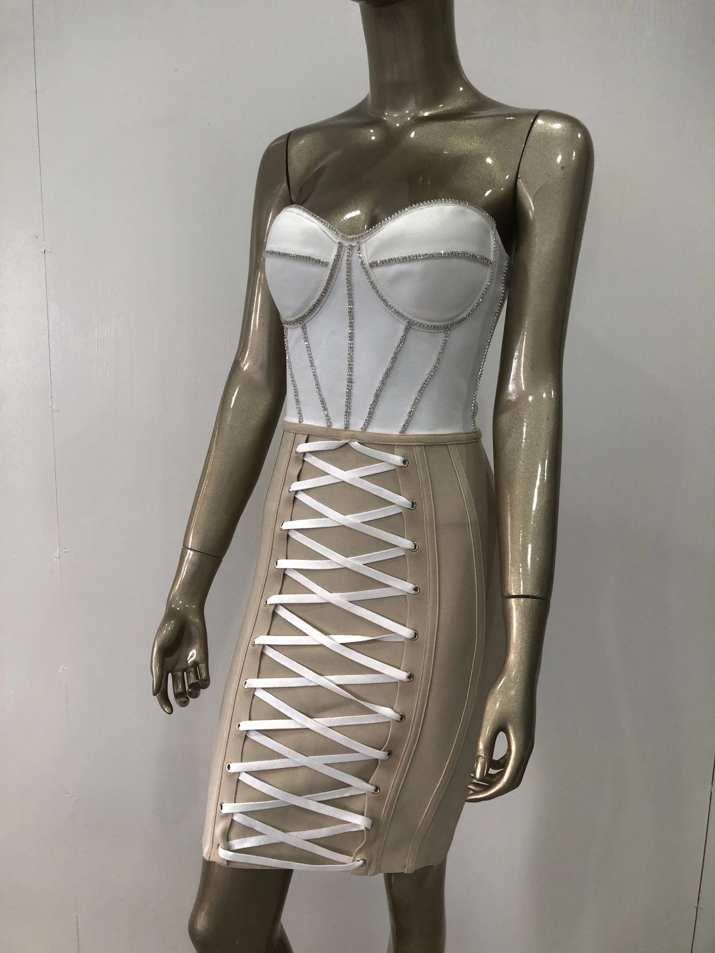 2022 Women Celebrity Pink Khkai Strapless Rayon Bandage Dress Elegant Evening Party Dress Vestidos