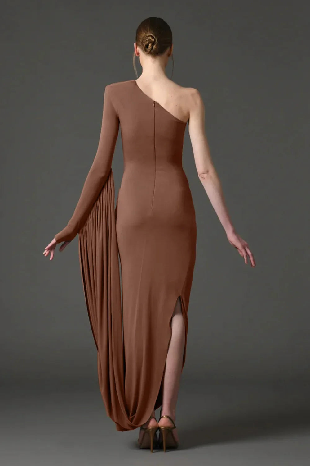 Sexy Off-shoulder Long Skirt High-end Women's Slim Single-sleeved Dress Celebrate Evening Party Outfit Wholesale