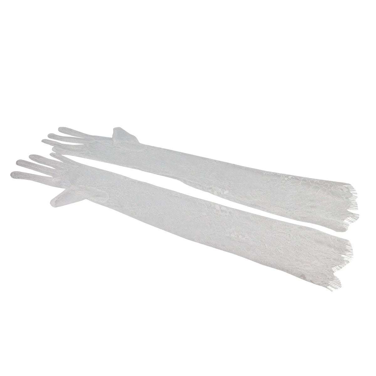 Elegant Wedding Bridal Long Gloves Eyelash Edge Lace Appliqed Finger Bride Bridesmaid White Gloves Women Opera Gloves