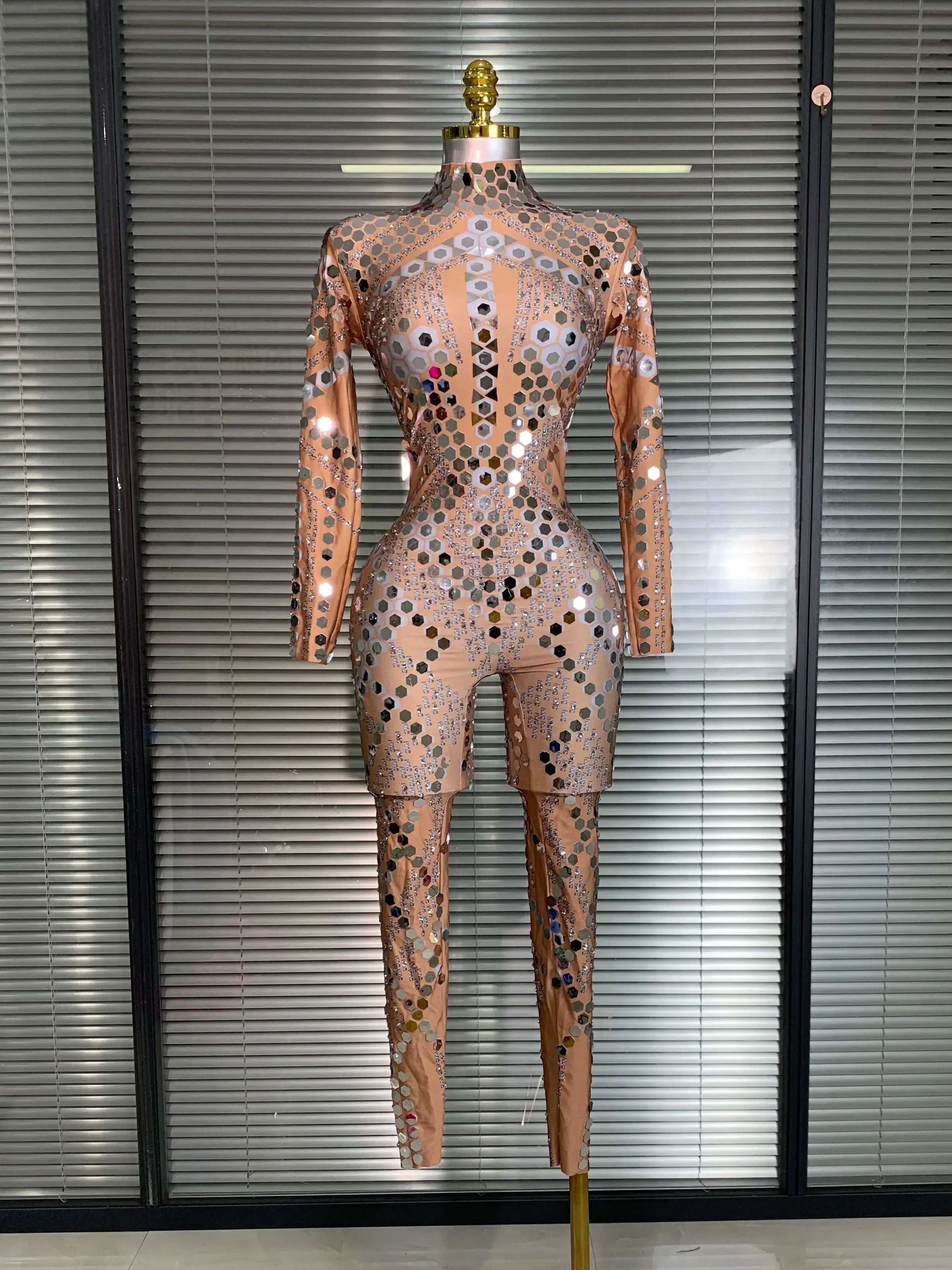 New 2025 Women Sexy Glitter Sequins Skin Bodycon Jumpsuit Celebrity Designer Singer Dancer Night Club Rompers