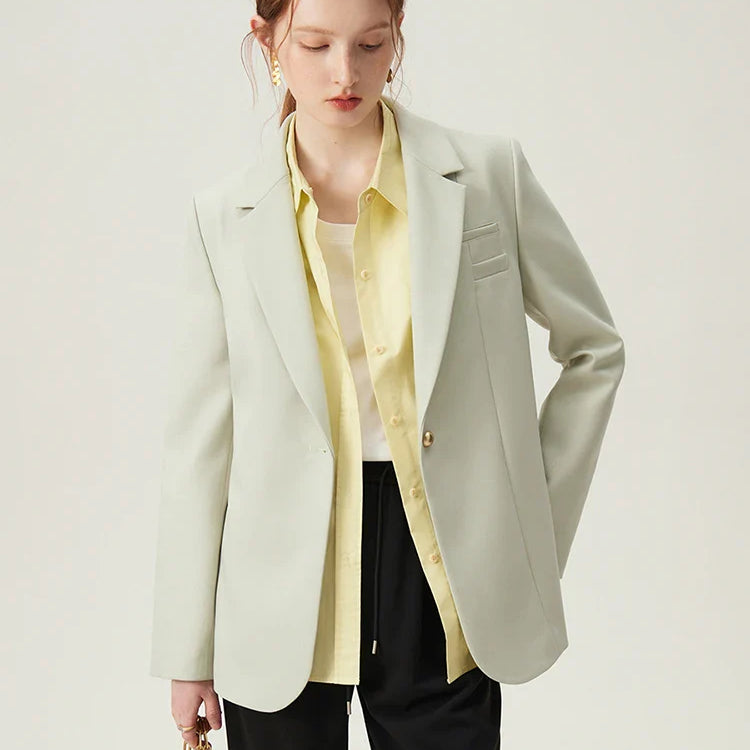 FSLE Korean Style Temperament Suit Jacket for Women Spring New Design Professional Formal Blazer Coats Female 24FS11069 Light Green