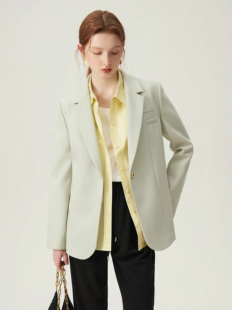 FSLE Korean Style Temperament Suit Jacket for Women Spring New Design Professional Formal Blazer Coats Female 24FS11069 Light Green