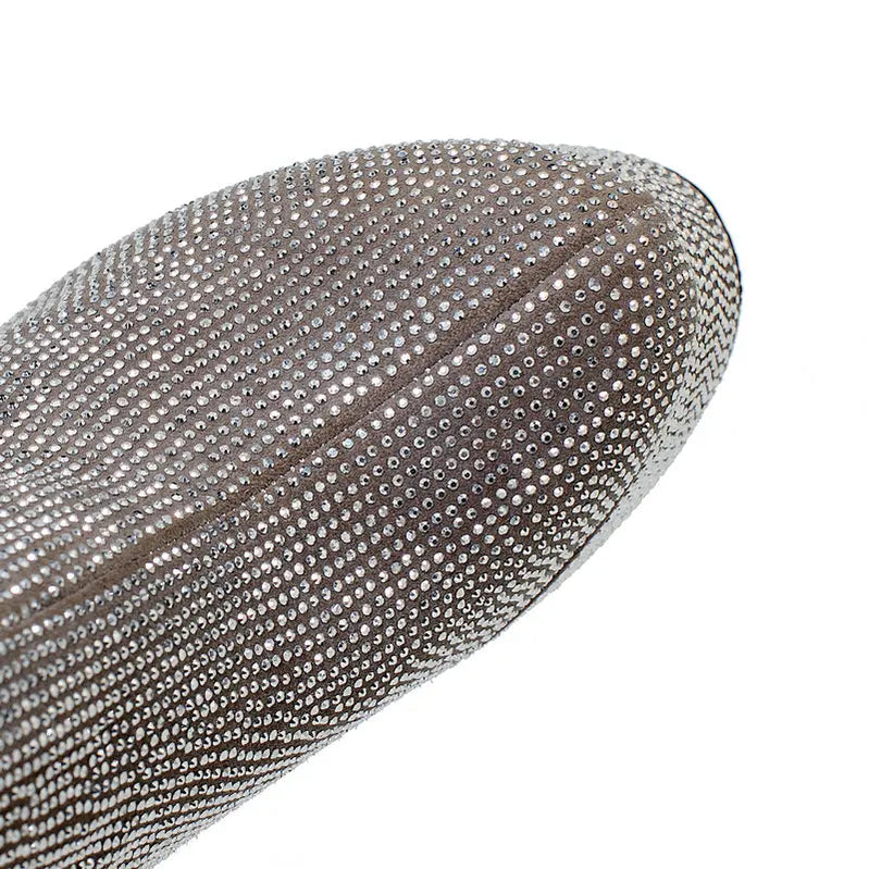 Fashion Crystal Women Ankle Boots Platform Suqare High Heel Punk Boots Full Suede Autumn Winter Woman Motorcycle Boots