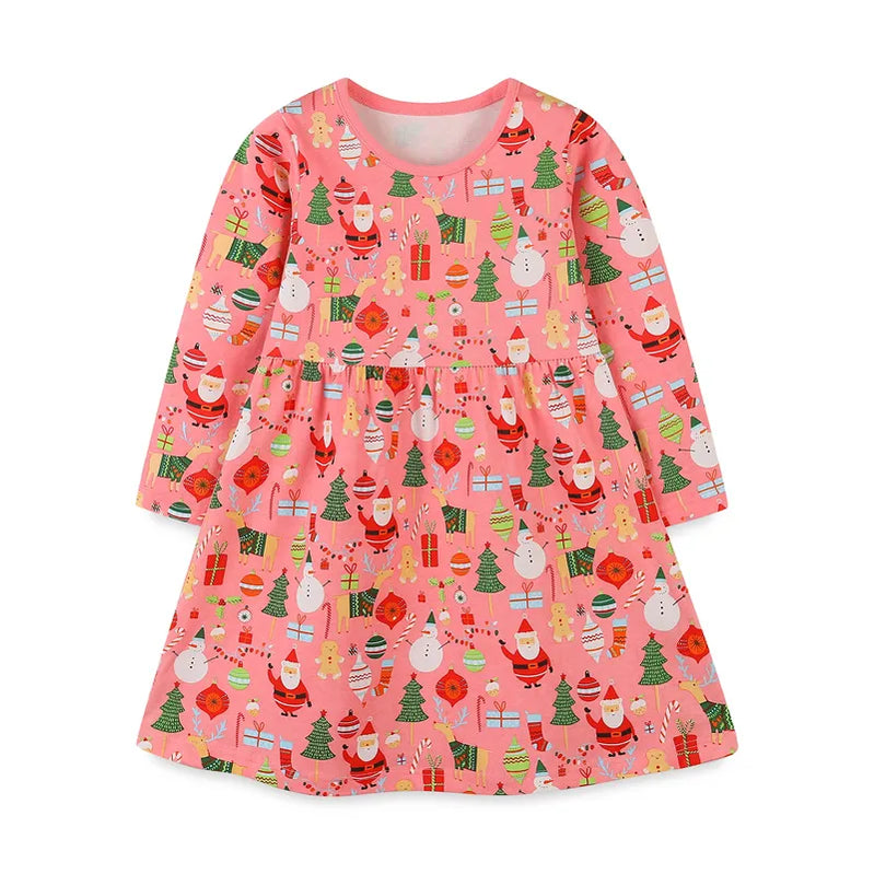 Jumping Meters New Princess Girls Dresses Animals Embroidery Autumn Baby Clothes Long Sleeve Children's Costume Kids Frocks T1448