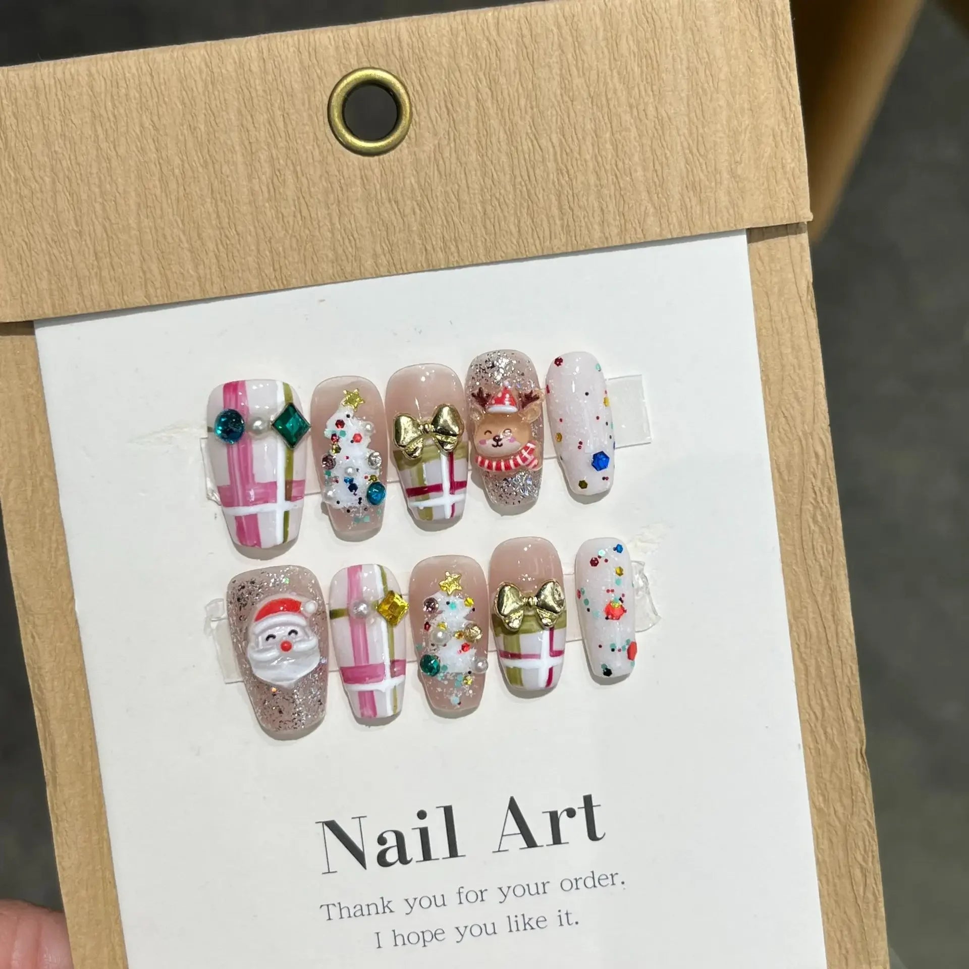 New Year And Christmas Hand Paint Snowflake Fake Nail Temperament Appear White False Nail Paste Pure Hand-maded Nail Decoration