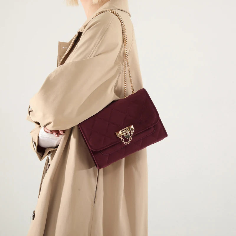 Imitation Suede Women Chain Shoulder Bags Solid Color Flap Bag New Female Small Underarm Bag Fashion Commute Crossbody Bag