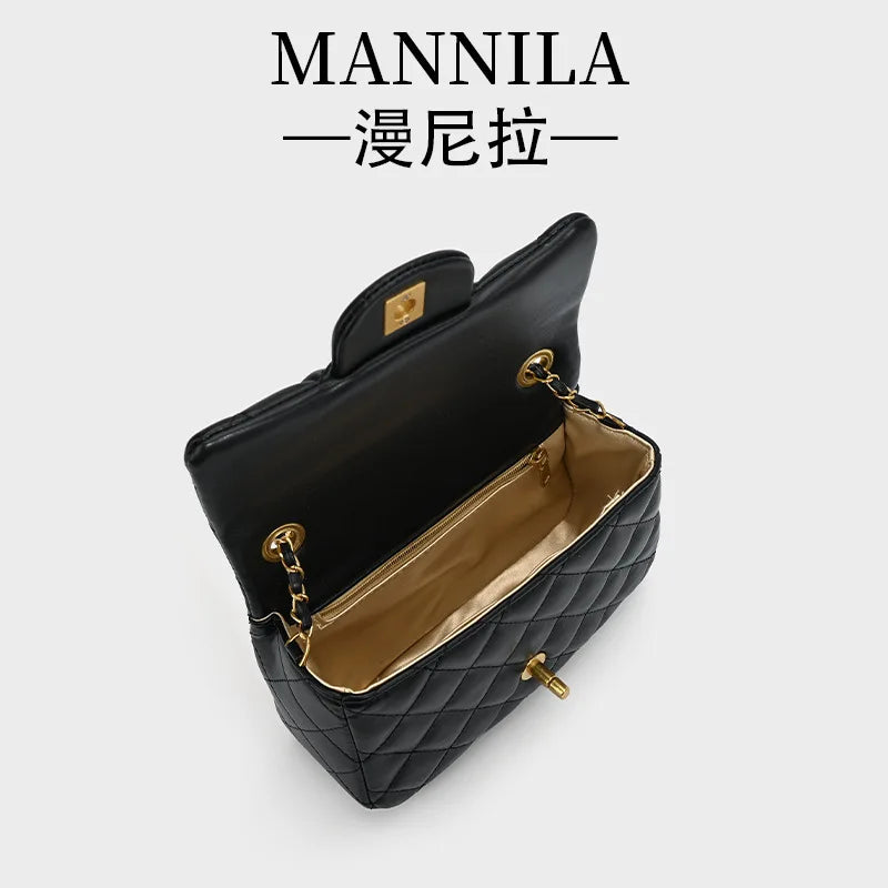 Mbroidered Quilted Square Bag, Elegant Chain Strap Crossbody Purse for Women, 2025 Spring Summer Fashion Mini Bag