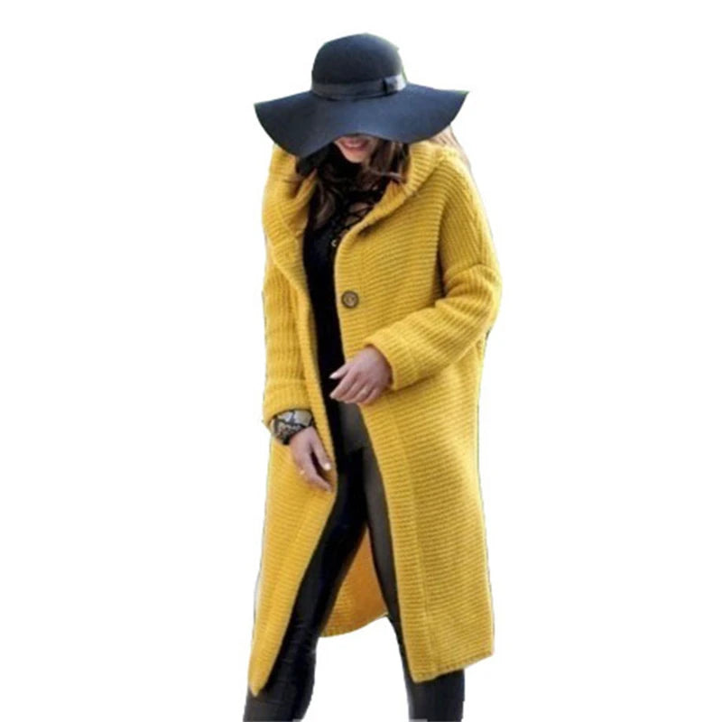 Cashmere Cardigan in Autumn and Winter Women'sloose Long Sleeve Sweater Solid Color Knitted Long Thickened Top