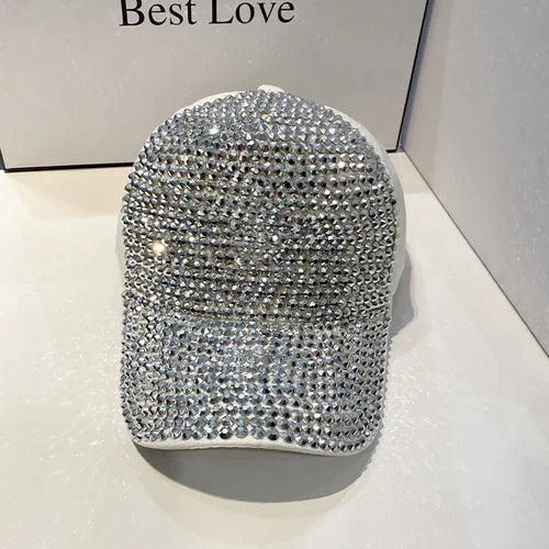 Summer Ladies Baseball Cap Korean Wild Spring and Autumn Rhinestone Caps Fashion Personality Street Highlights Hip-hop Hats MZBQ128-bai ying z 55-60cm