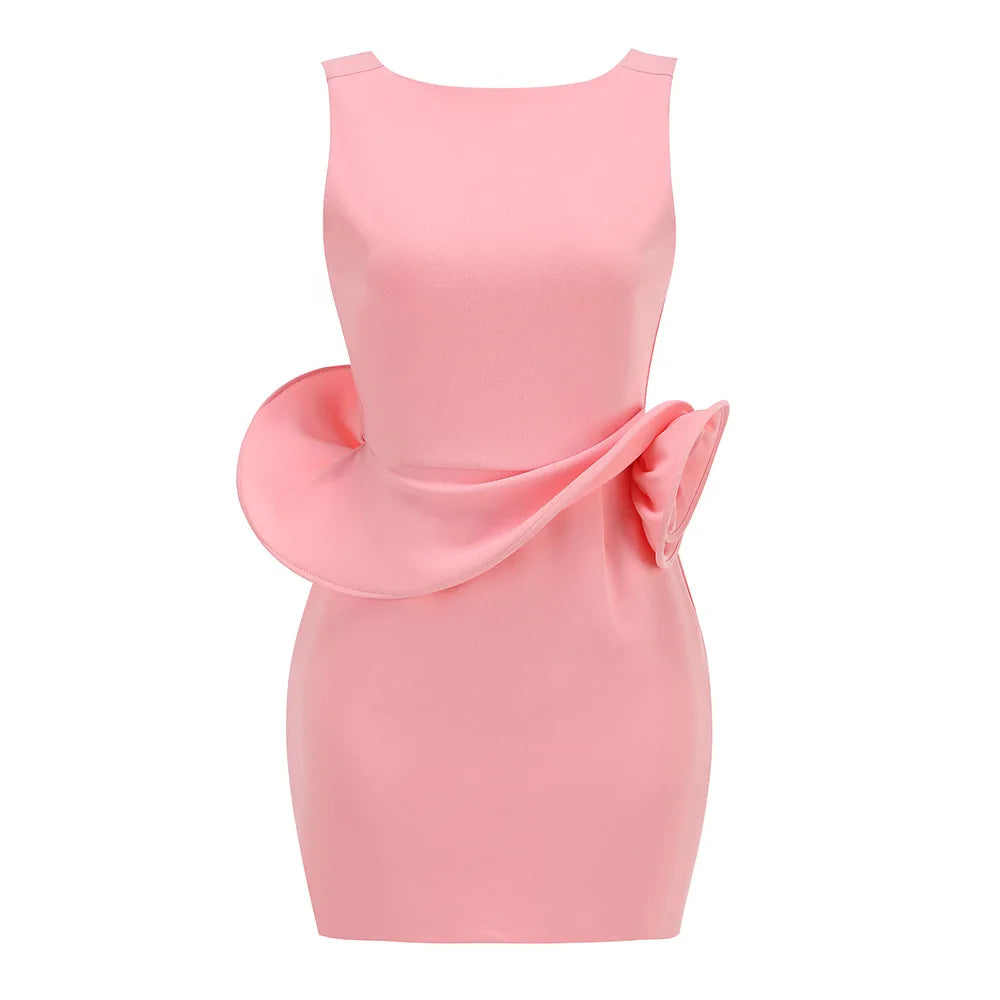 Novo vestido curto feminino de verão 2025, com decote redondo e estampa floral, colado ao corpo, para festa noturna, aniversário e férias